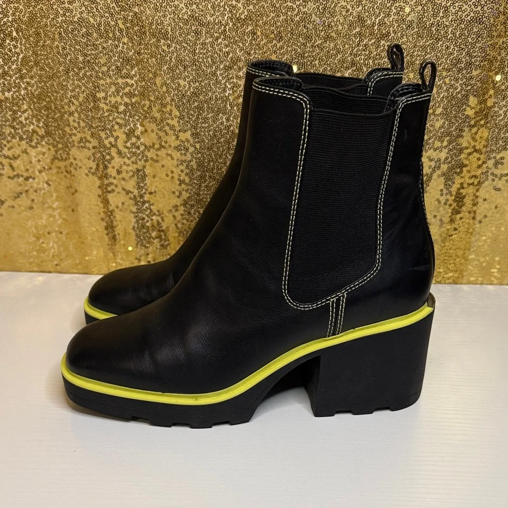 Michael Kors Keisha Chelsea Booties in Black and neon green